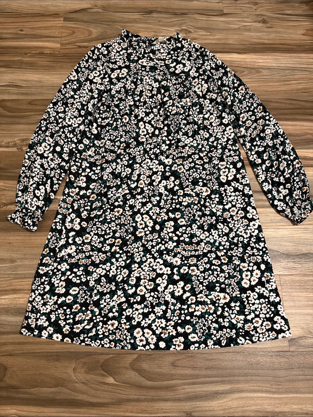 Boden Easy Yoke Mini Jersey Dress Heart Bloom Floral Print Women’s 14L Black